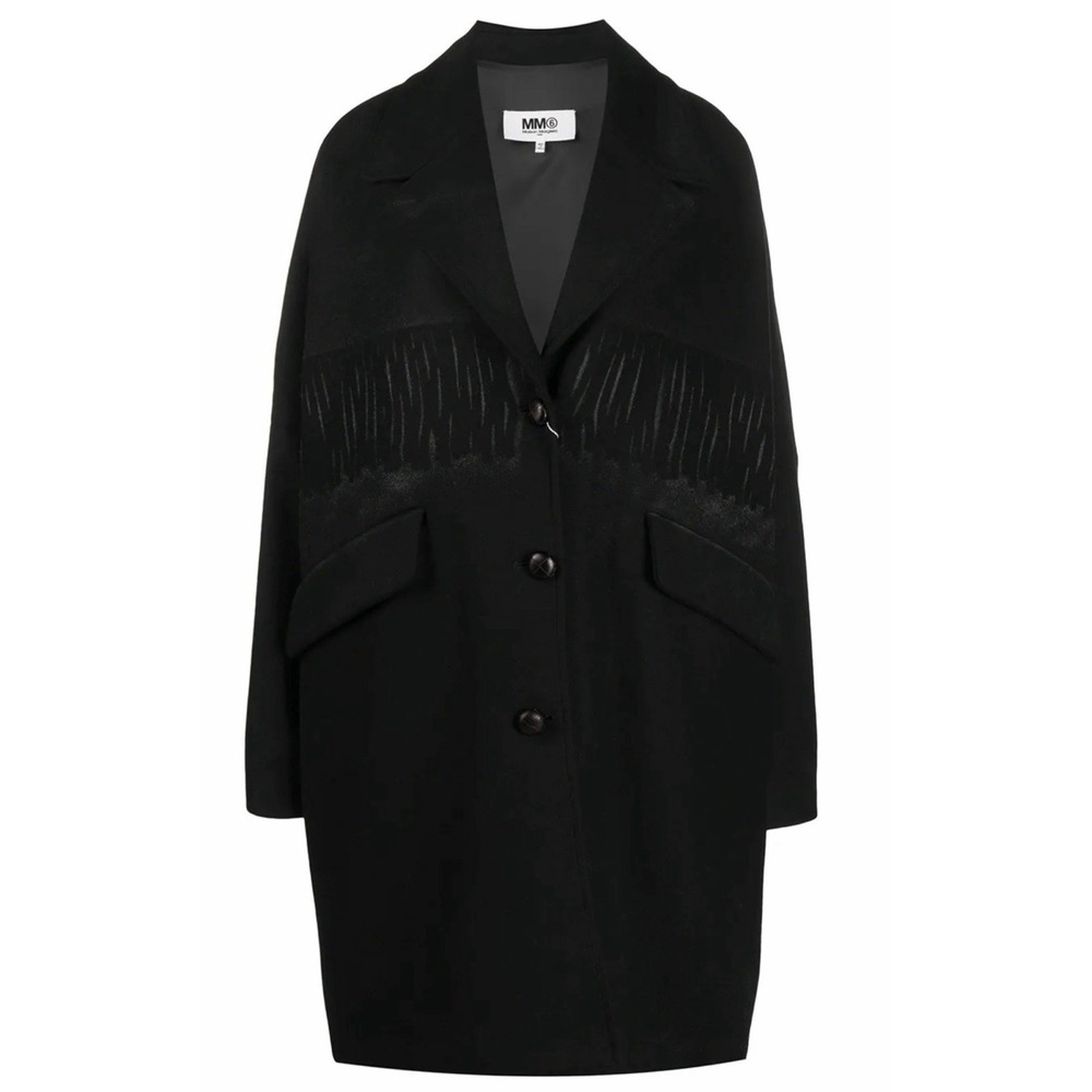 Maison Margiela MM6 Fridge Detail Wool Coat Oversized Size S Fits L XL